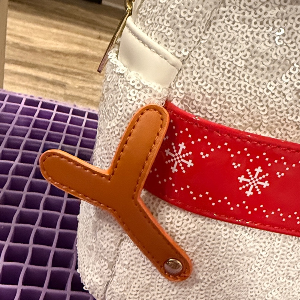 NWT Retired Disney Loungefly Mickey Sequin Snowman Mini Backpack and Wallet - Picture 3 of 12